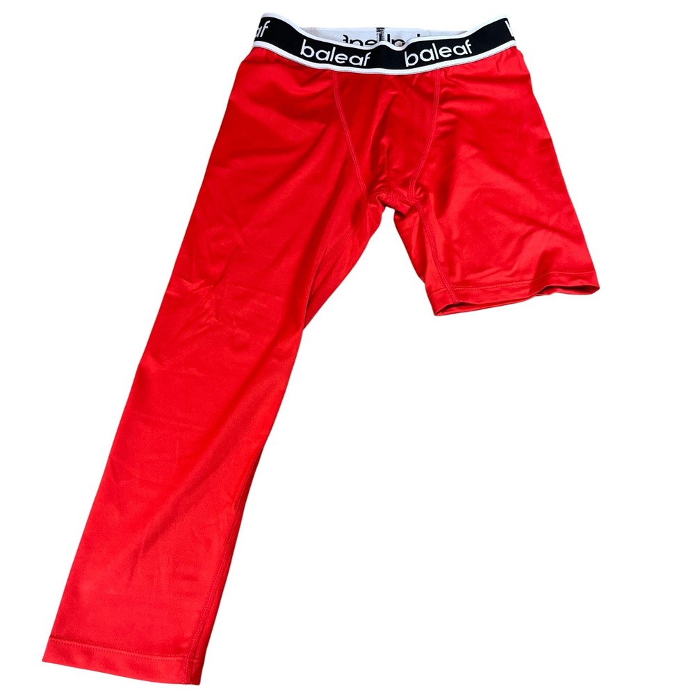 Baleaf Kids Red Single Leg Asymmetric Basketball Leggings Youth Medium